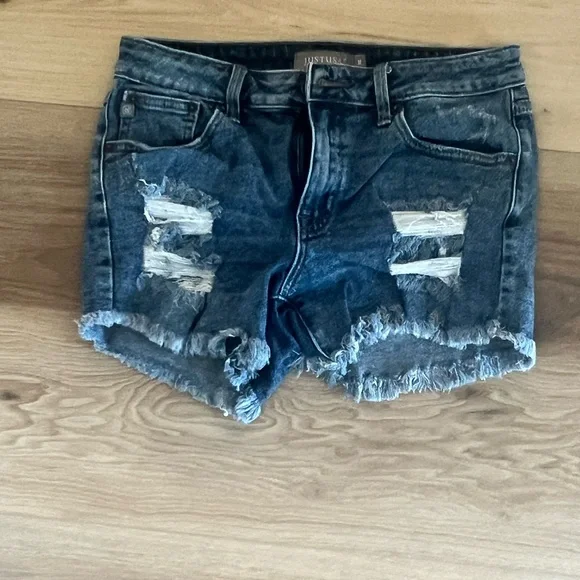 Just USA Blue Distressed Jean Shorts - Picture 1 of 1